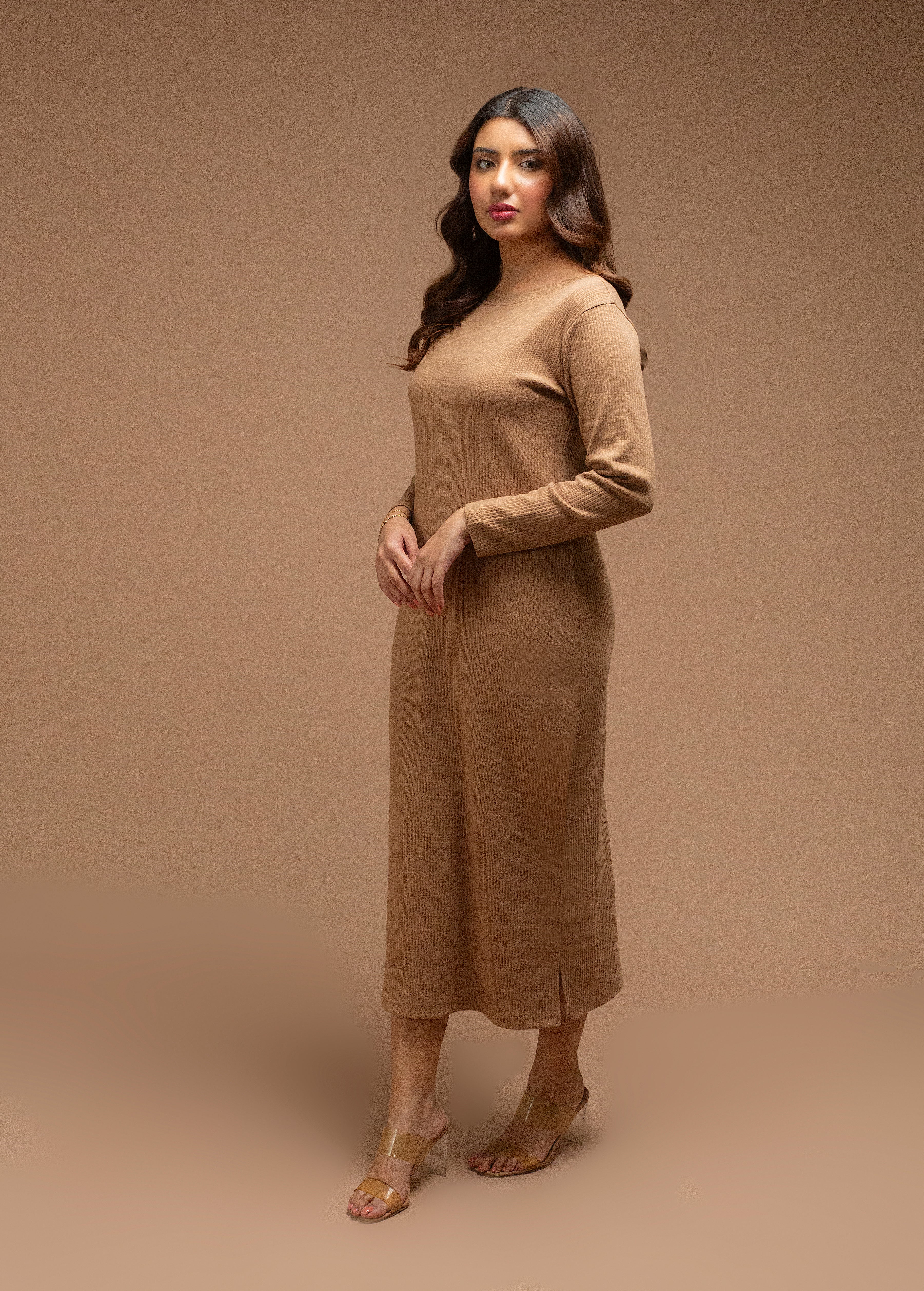 Basic Rib Bodycon - Brown